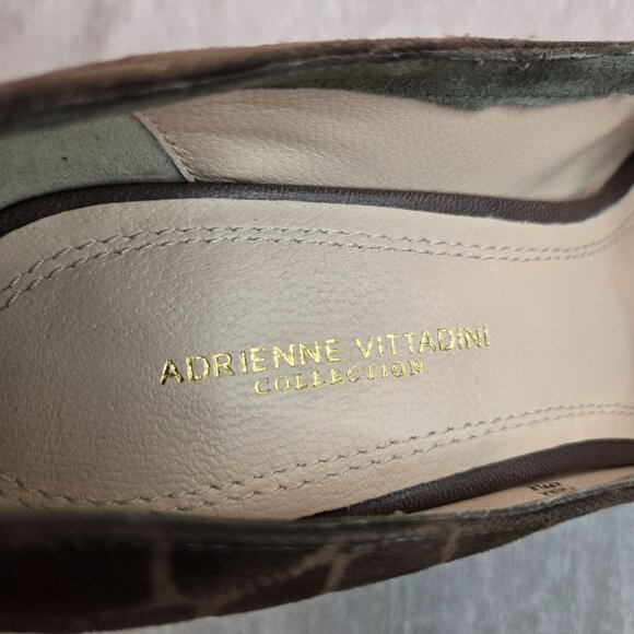 Platform Stiletto High Heels 8.5 Brown Suede Croc Dressy Retro Peep Toe Bow Pump - Picture 8 of 10